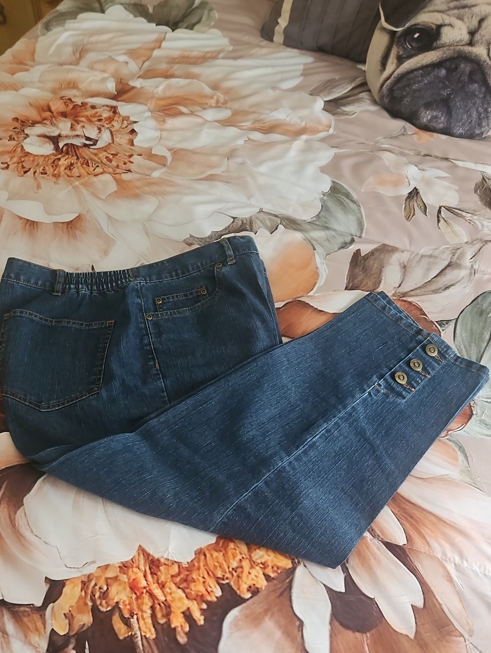 Ruby Road Indigo Jean Capris Size 12. They Have 4 Pockets Stretchy Waist - Picture 2 of 9